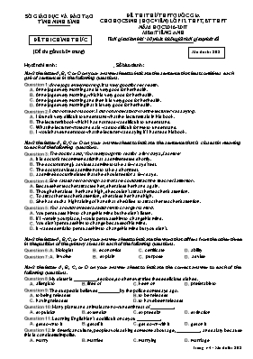 Đề thi thử THPT Quốc gia cho học sinh Lớp 12 THPT, BT THPT môn Tiếng Anh - Mã đề 202 - Năm học 2016-2017 - Sở GD & ĐT Ninh Bình (Có đáp án)